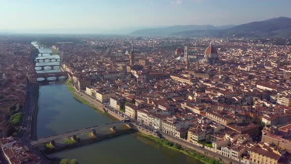 Aerial view of Arno river