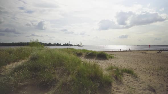 Walk along the Daugava river on the dunes in summer