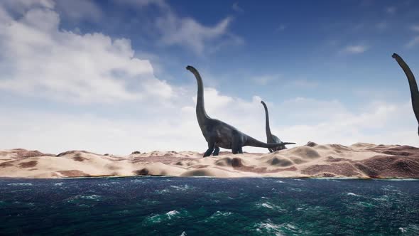 Dinosaurs on Sand Landscape, Motion Graphics | VideoHive