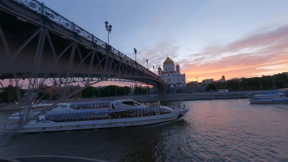 Drone Shot of Cathedral of Christ the Savior Moscow Russia August 2021 alt