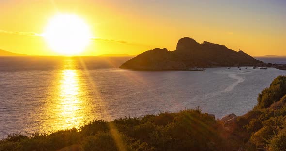 Beautiful Sunset on Aegean Sea Near the Ruins of the Greek Sity Knidos, Turkey alt
