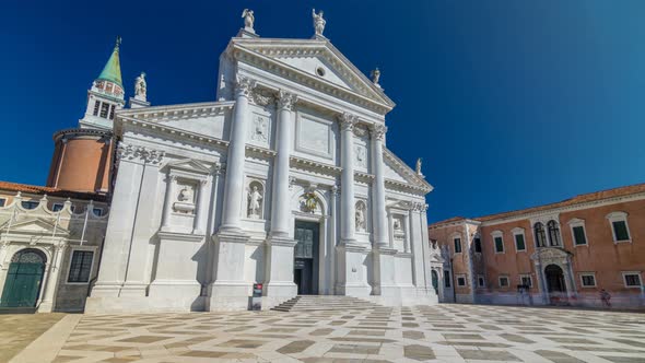 Church of San Giorgio Maggiore on the Island Timelapse Hyperlapse. alt