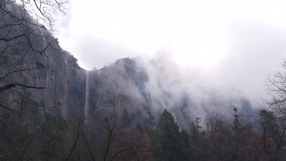 Foggy Mountain Cliffs or Steep Rocks Misty Autumn California Crags or Bluffs