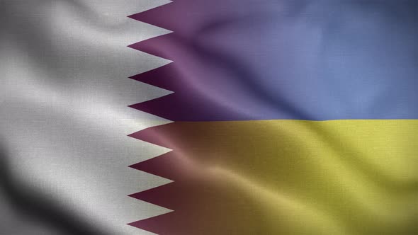 Ukraine Qatar Flag Loop Background 4K