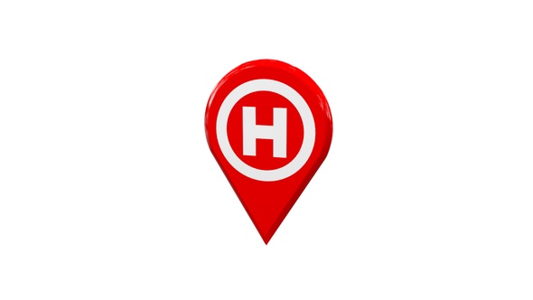 Map Location Pin With Hospital Icon Red V1 alt
