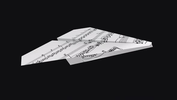 Paper Plane - Music Notes - Flying Loop - Top Side Angle