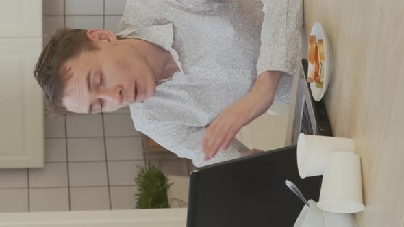 Exhausted Man Freelancer Overwhelmed with Job alt