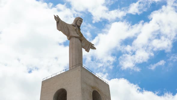 4K timelapse of Jesus Christ monument  Cristo rei in Lisbon, Portugal