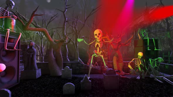 Skeleton dancing in a disco graveyard alt