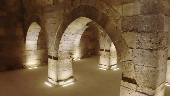 Interior of Historical Monumental Building With Stone Arches and Domes alt