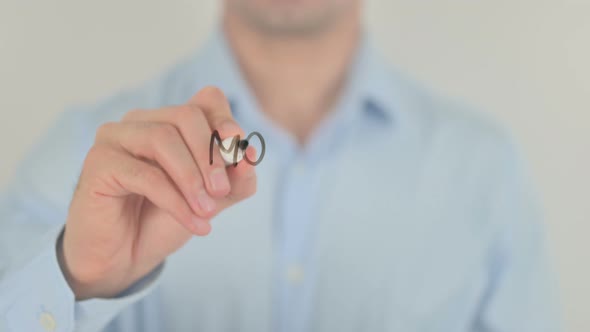 Mortgage Loan, Man Writing on Transparent Glass Screen alt