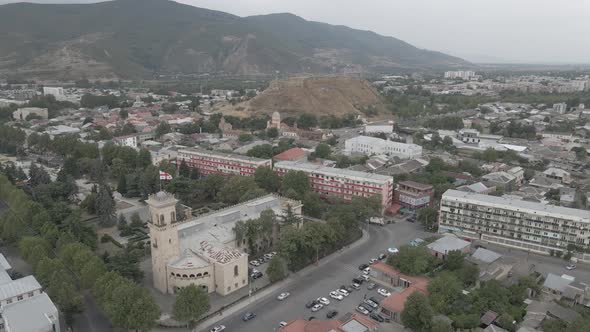 Aerial view of Joseph Stalin Museum in city Gori, Georgia alt