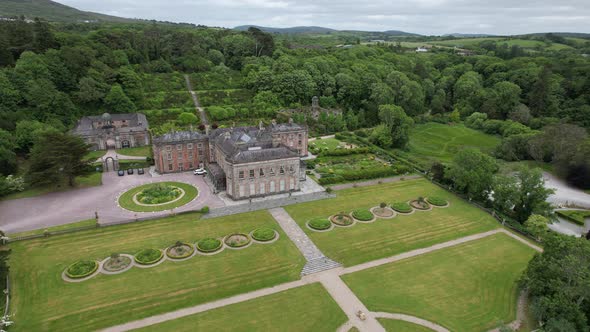 Bantry town in south west County Cork, Ireland aerial drone view alt