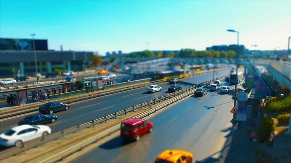 Time lapse Car traffic on a wide road, transportation and infrastructure development in urban city w