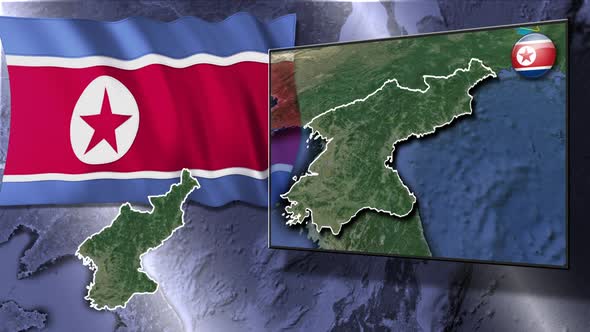 North Korea Flag And Map Animation 1 alt