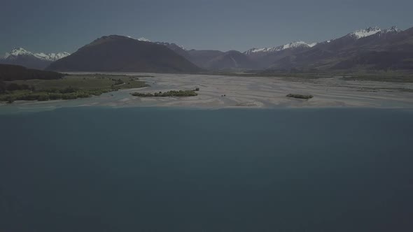 Lake Wakatipu in New Zealand aerial footage