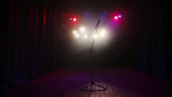 Stage with Professional Concert Microphone for Record or Speak To Audience.