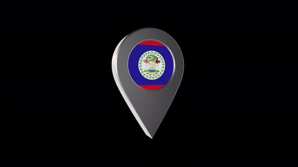 3d Animation Map Navigation Pointer With Belize Flag With Alpha Channel - 4K alt