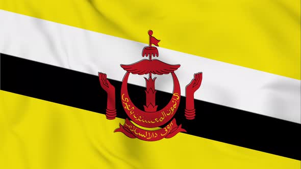 Brunei flag seamless closeup waving animation. Vd 1988