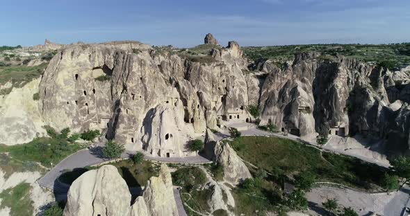 Cappadocia Hills Towers And Carved Houses Aerial View 3