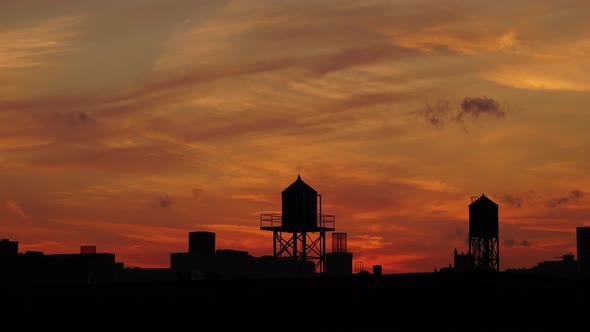 New York, Sunset over the Rooftop, 4K Time Lapse.