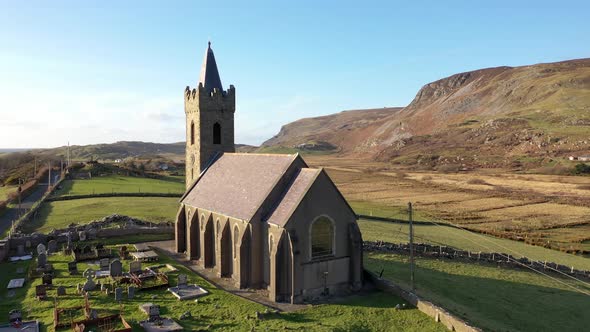 Aerial View of the Church of Ireland in Glencolumbkille  Republic of Ireland alt