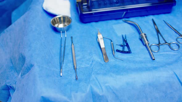 Closeup Details of Medical Instruments Before to alt