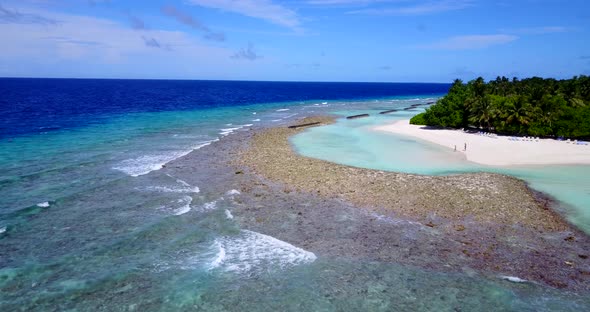 Natural aerial island view of a summer white paradise sand beach and aqua turquoise water background alt