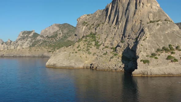 Aerial View of Moutains Rocks and Sea in Crimea alt