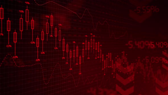 Red Candles Of The Bearish Stock Market, Stock Footage 