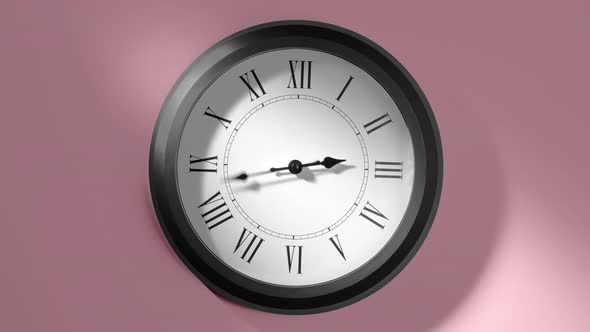 Clock Face On Rosy Rose Pink Wall