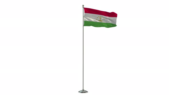Tajikistan Looping Of The Waving Flag Pole With Alpha