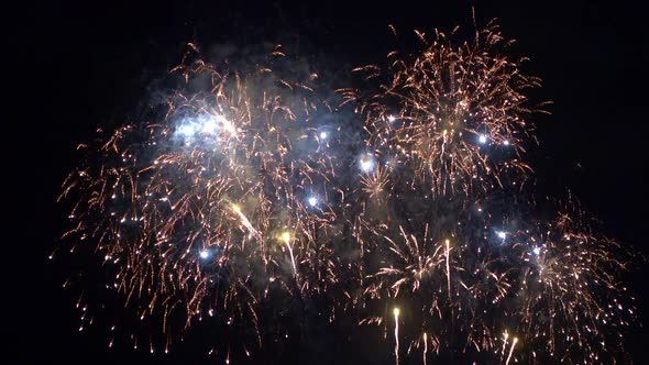 Colorful Firework display at night on sky background alt