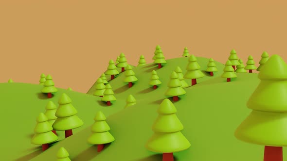 Green Landscape With Trees Loop Animation HD