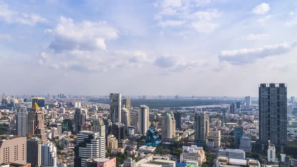 Bangkok business district city center and Chao Phraya River – Time Lapse