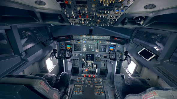 Equipped Cockpit of an Airplane alt