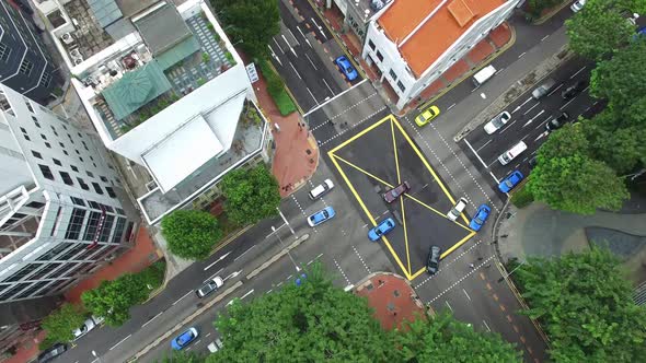 Aerial View on Crossroad in Singapore