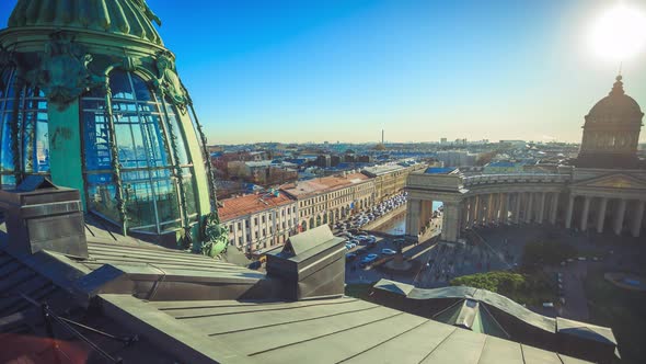 Panorama on the roofs in St. Petersburg View of the Kazan Cathedral