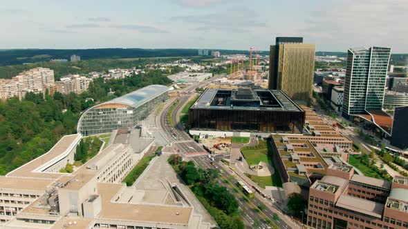 Aerial View of Court of Justice of European Union in Luxembourg City Downtown