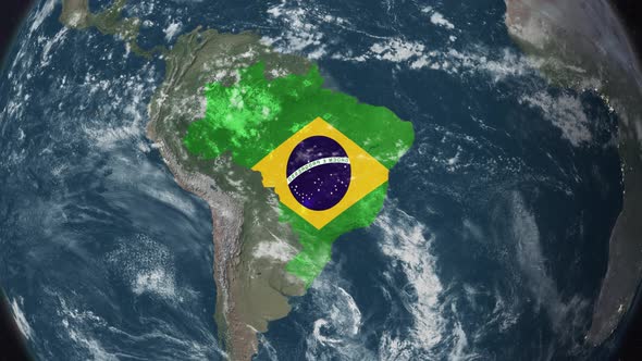 4K Globe Map of Brazil with a flag (Highlighted) alt