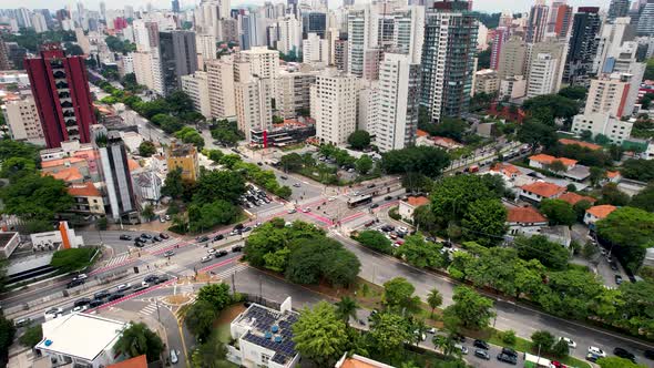Famous crossing:  Reboucas Avenue and Brazil avenue at Sao Paulo Brazil. alt