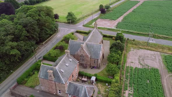Drone Footage of a Small Estate in Scotland in the Gothic Style alt