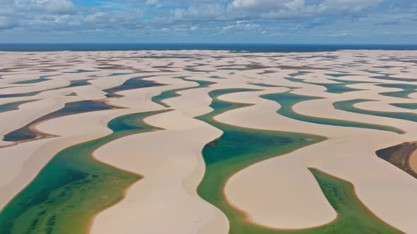 Drone High Flight Over A Portion Of Turquoise Lagoons, In A Paradise In Northeastern Brazil