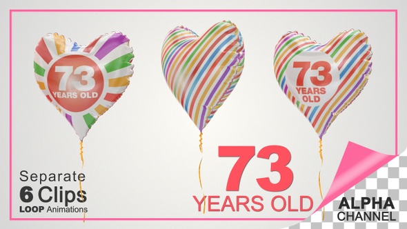 73rd Birthday Celebration Heart Shape Helium Balloons