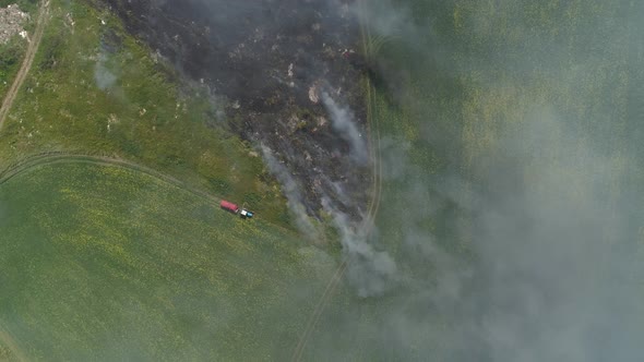 Top down Aerial view of Fire in the field. 08 alt