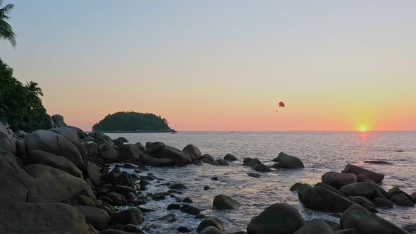 Areial View Parasailing During Beautiful Sunset alt
