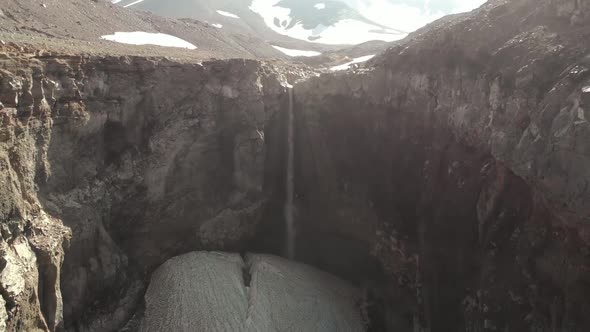 Picturesque Landscape of Kamchatka Beautiful View of Dangerous Canyon (Opasny Canyon) Waterfall on alt