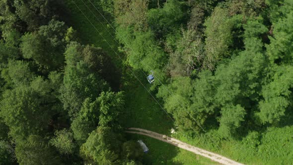 Drone Flight Over Forest Cable Cars alt