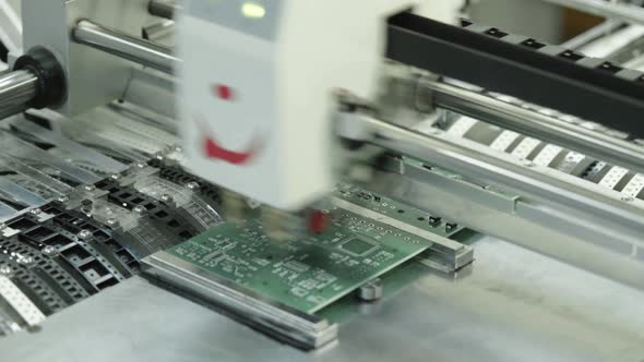 Production of Electronic Board. Close-up. alt