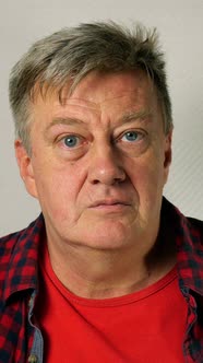 Handsome Man Senior Adult with Gray Hair in Casual Clothing Nods Affirmatively alt